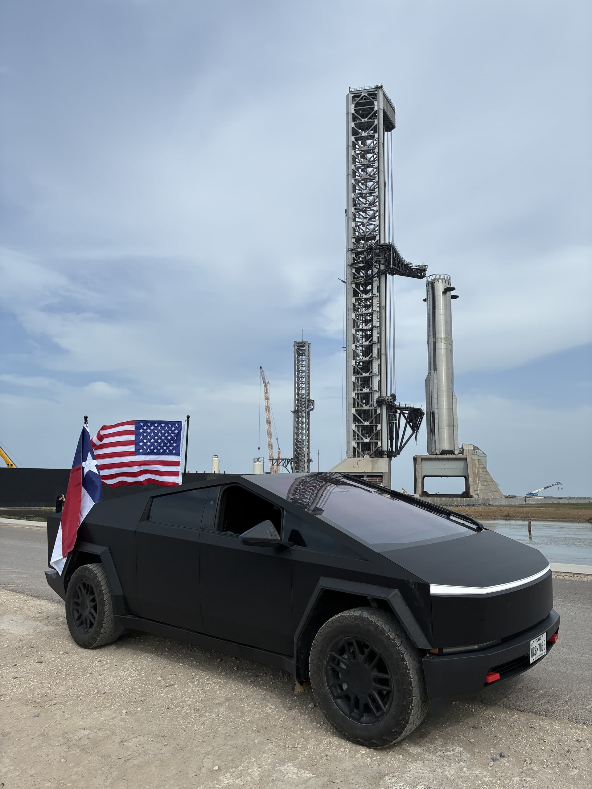 Cybertruck and launch towers